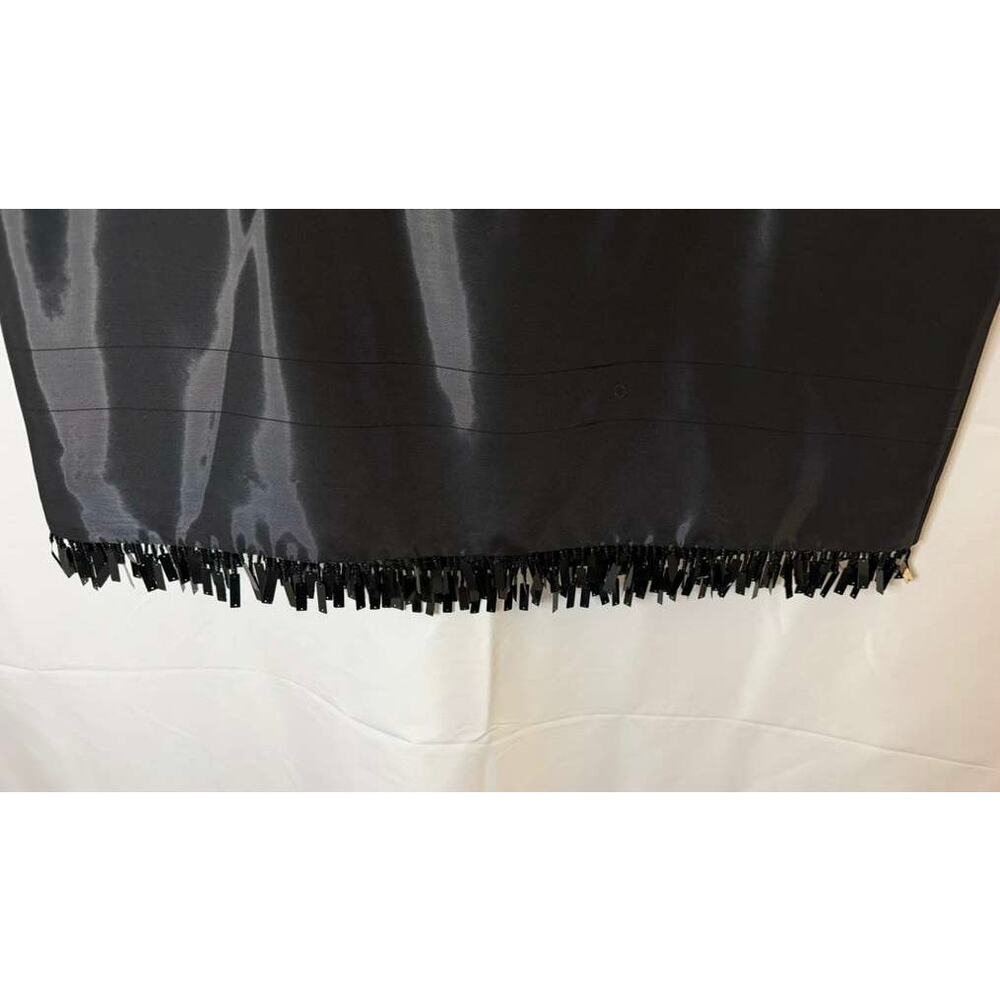 Vintage Oscar de la Renta Black Wool Blend Beaded Fringe Skirt - Size 10 - Picture 4 of 5